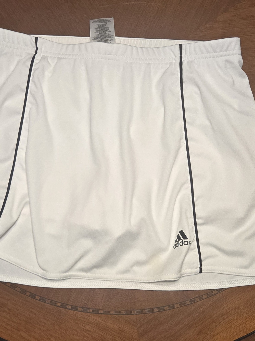 Womens Adidas White Athletic Shorts with Black Piping